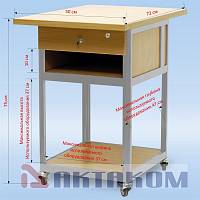 АРМ-5055-9-ESD Стол подкатной с ящиком с антистатической столешницей - Размеры для использования