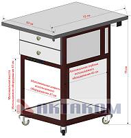 АРМ-5057 Стол подкатной с ящиками - Размеры для использования